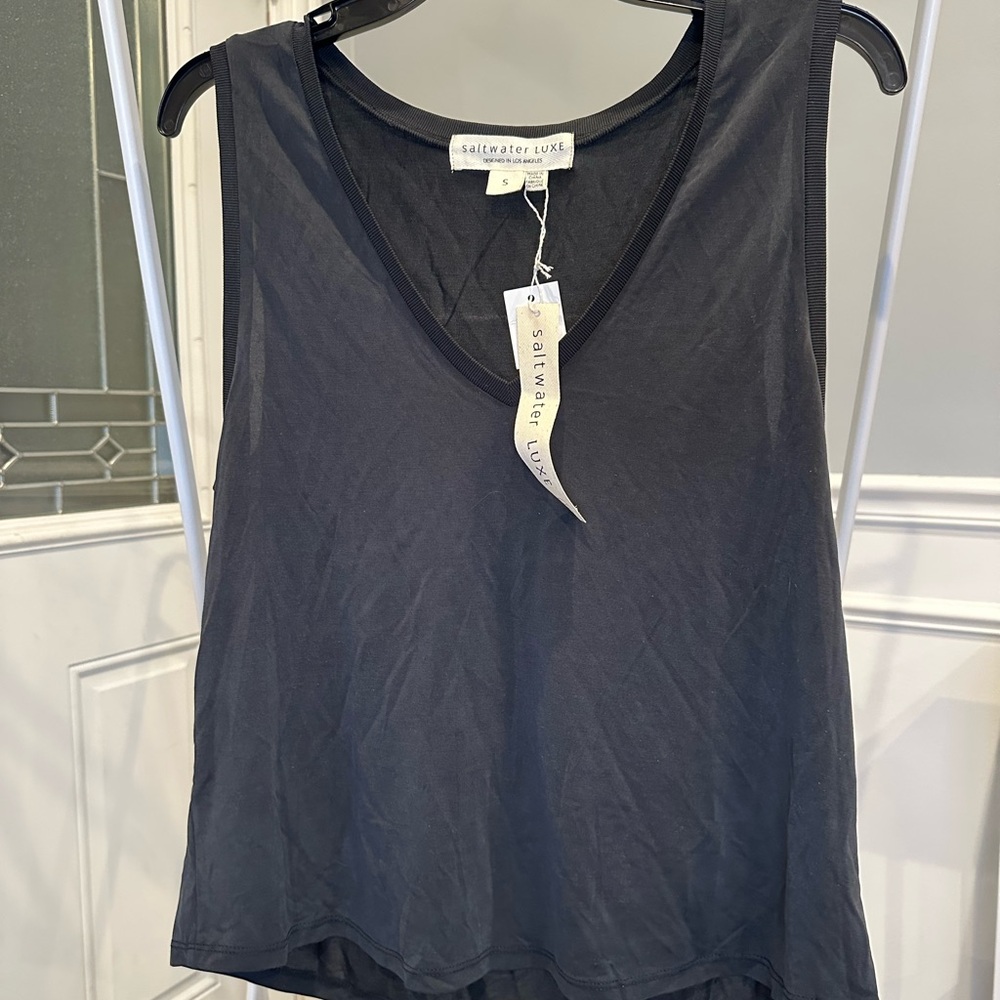NWT Saltwater LUXE Black Women's V-Neck Tank